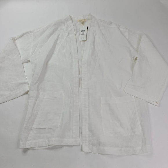 EILEEN FISHER White Long Boxy Jacket - XS - Picture 3 of 6